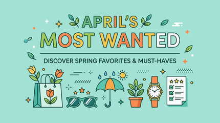 Obraz premium April's Most Wanted Graphic with Spring Icons