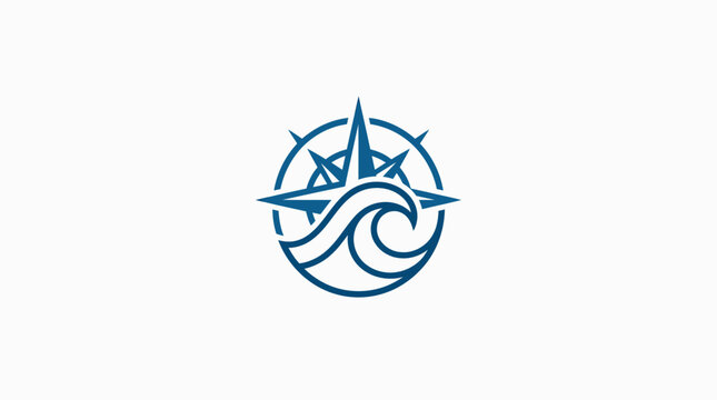 Nautical Compass and Wave Logo Design