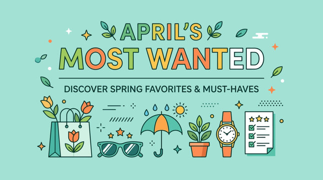 April's Most Wanted Graphic with Spring Icons