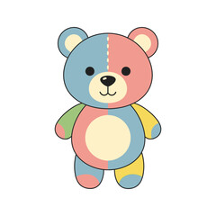 Fototapeta premium A cute sitting brown teddy bear character holding a red heart in a sweet cartoon vector illustration, perfect for a baby valentine gift or childhood art drawing
