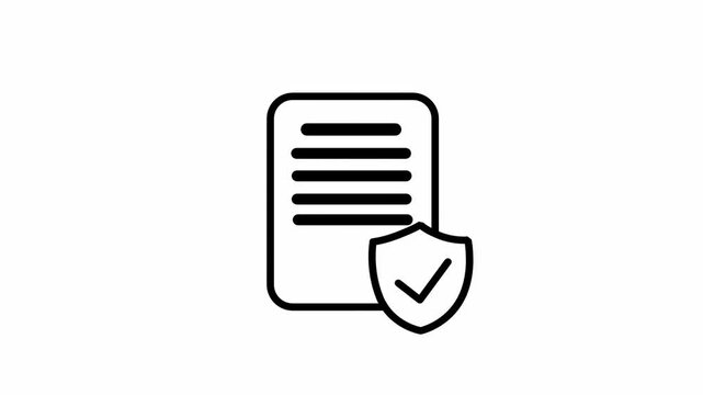 Animated document and shield icons. Motion animated icons are suitable for web, business, industry, and entertainment.