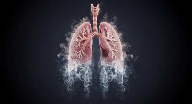 Human lungs with smoke effect.