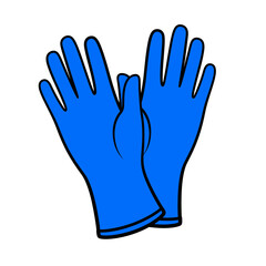 Obraz premium Blue Protective Gloves: This image highlights a pair of blue protective gloves, essential for maintaining cleanliness and safety in various settings. 