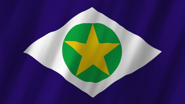 Mato Grosso State Flag Brazil 4K Realistic Waving Bandeira do Mato Grosso