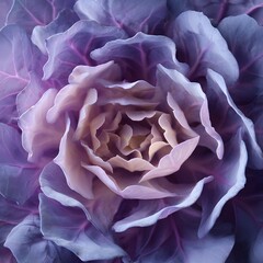 Obraz premium Purple cabbage macro close-up, abstract layered vegetable texture, artistic organic background