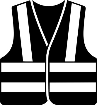 High visibility safety vest icon - black and white reflective symbol
