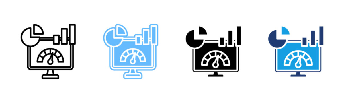 Performance Monitoring icon set multiple style collection