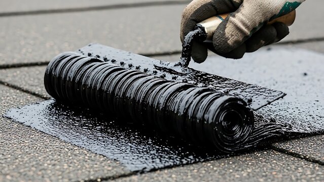 Application of Bituminous Waterproofing Membrane on a Rooftop Surface