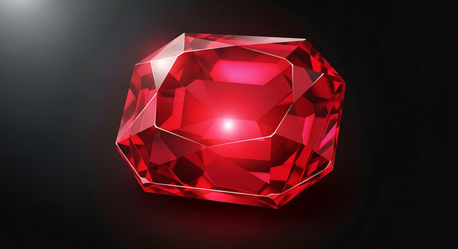 A large red gemstone on black background.
