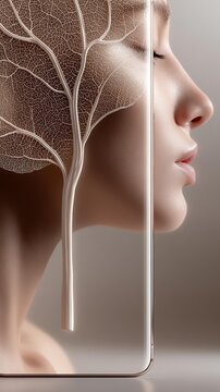 Flat Art Style Icon Abstract human-tree integration concept