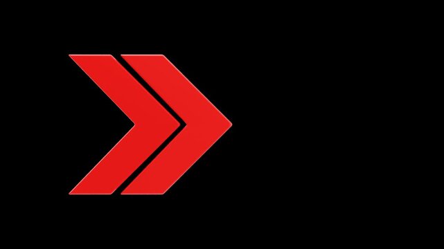 3D Dynamic Red Glowing Chevron Transition Element | Alpha Channel