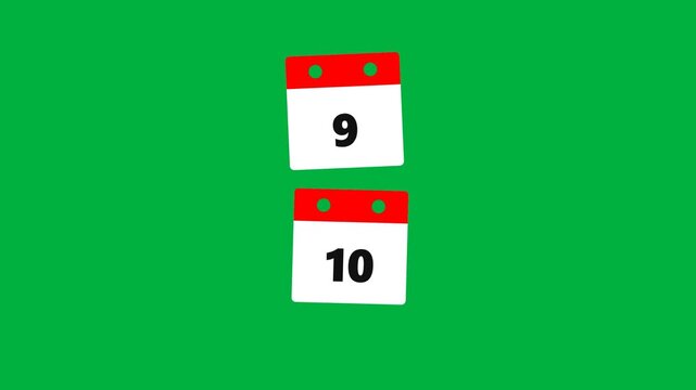 Calendar Date Flip Animation 1&ndash;30 Monthly Change &ndash; Green Screen Motion Graphic
