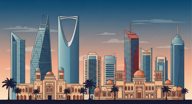 Riyadh Skyline - A Modern Metropolis in Saudi Arabia.