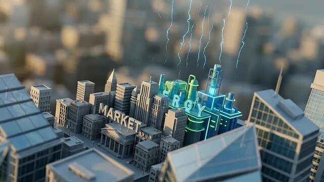 Seamless loop energy sector outperformance animation, dominant growth above broader market structures.