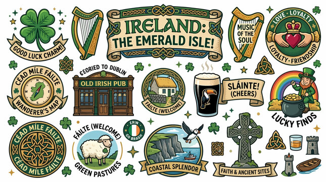 Ireland Emerald Isle Collection: Clipart, Symbols, Irish Culture