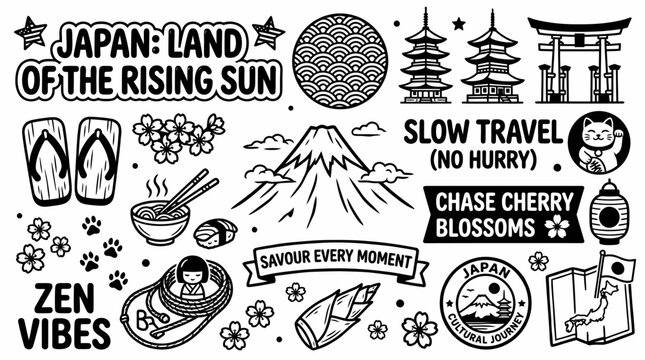 Japan Doodle Art: Culture, Travel, Zen Vibes