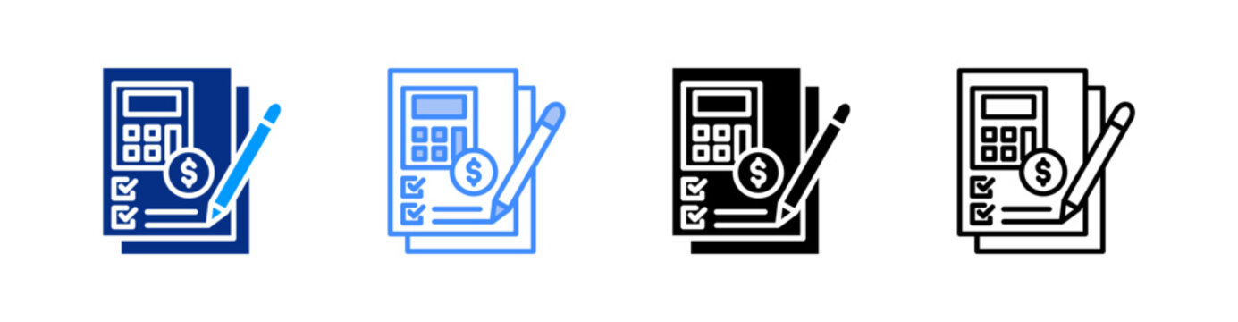 Budget Planning Multiple Style Icon Set Vector 