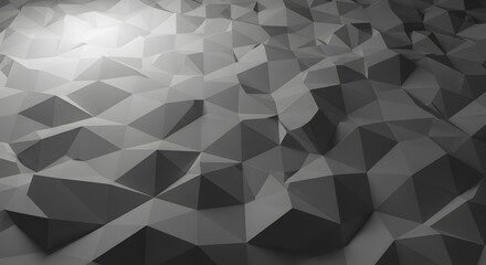 Fototapeta premium Abstract low-poly polygonal landscape in shades of grey