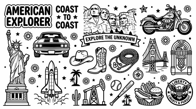 American Explorer: Road Trip Icons & Landmarks