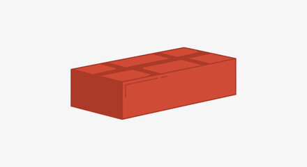 Single red plastic building brick toy. © wiski