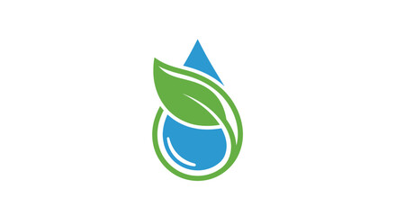 Naklejka premium Water Drop with Leaf Eco Logo.