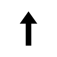 Fototapeta premium A bold black arrow symbol pointing directly upwards representing forward motion and advancement isolated on white background