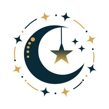 Crescent Moon And Star Illustration, Ramadan Element Illustration 