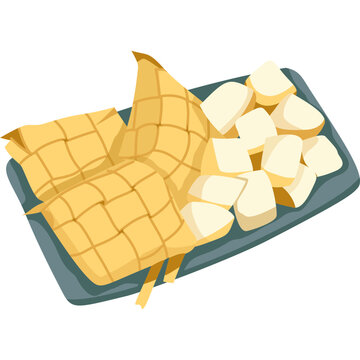 Ketupat With Rice Cubes Illustration