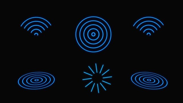 technology concept of radio wave background animation on black background. world danger zone indicate,