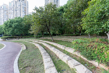 Fototapeta premium spring park and modern city