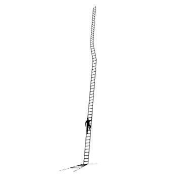 Ambitious Silhouette Climbs a Challenging, Endless Ladder Towards the Sky &ndash; Symbolizing Perseverance, Growth, and the Long Journey to Success