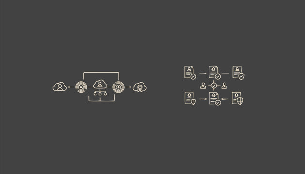 Conceptual illustration of data flow, information, and communication processes.