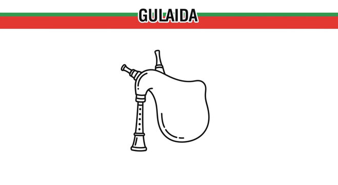 Gaita Bagpipes Musical Instrument Line Art Illustration