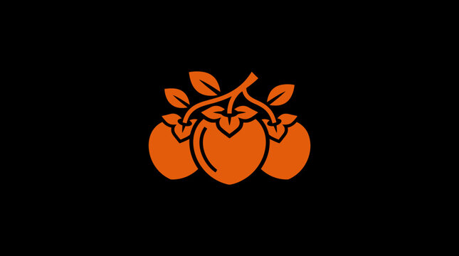 Orange Persimmons Icon on Black Background