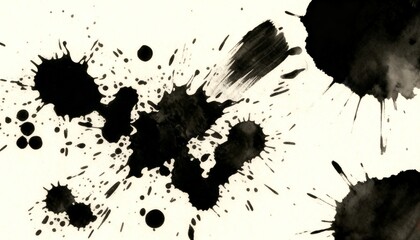 Fototapeta premium Expressive Black Ink Splatter Abstract Background