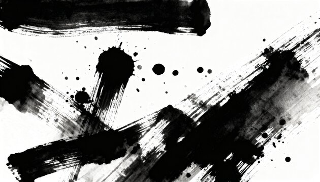 Black Liquid Ink Splatter and Splash Abstract