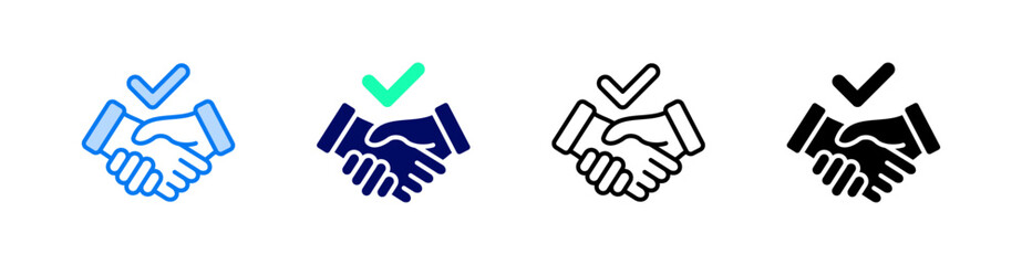 Fototapeta premium Handshake Multiple Style Icon Set Vector 