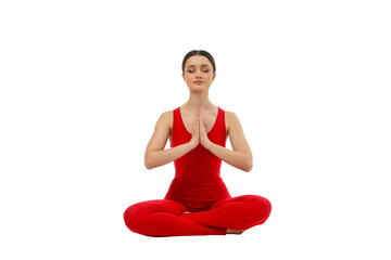 Fototapeta premium Yoga session with a woman seated in meditation pose, PNG