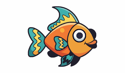 Naklejka premium Colorful tropical fish icon vector cartoon aquarium animal symbol isolated on white background