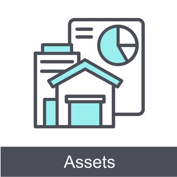 Assets Blue Vector Icon On White Background 