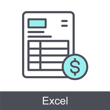 Excel Blue Vector Icon On White Background 