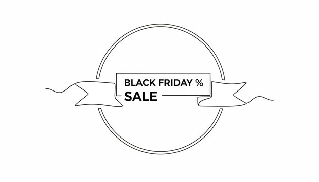 Black Friday Sale Announcement with Ribbon and Circle Frame - Minimalist Design