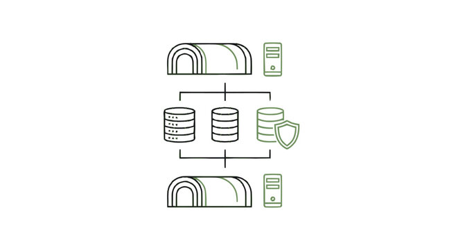 Conceptual illustration of database architecture and data protection.