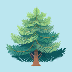 Symmetrical forest tree for geometric nature art winter holiday branding mountain scenery design and botanical illustration for seasonal environmental posters © color