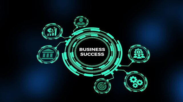 Business success concept featuring performance analytics dashboard, achievement indicators tracking, and corporate growth visualization.