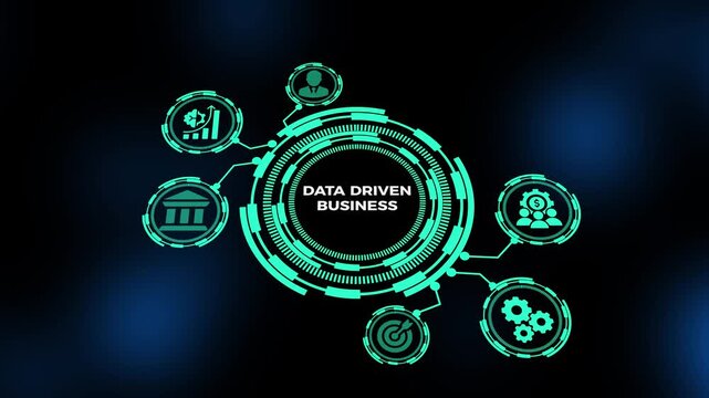 Data driven business dashboard showing analytics insights visualization, performance metrics tracking, and enterprise decision support system.