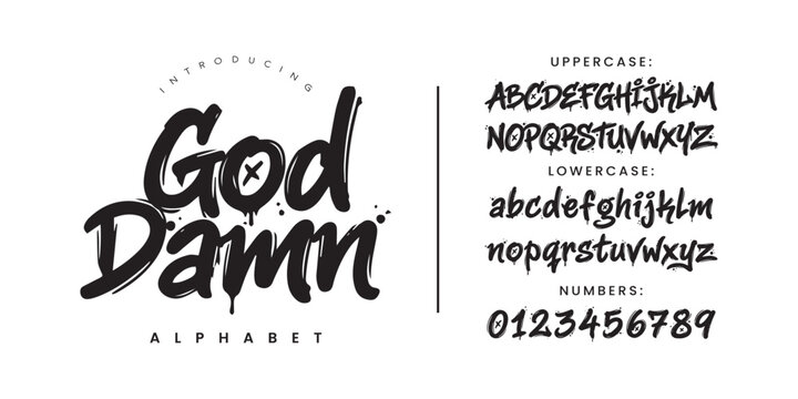 God Damn Street Art Graffiti Drip Font with Splatter Effect for Urban Apparel and Poster Design