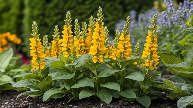 Loosestrife 'Alexander' Flowers Blooming in Garden Yellow Floral Beauty