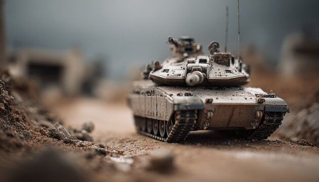 Detailed small model of an israeli battle tank tank with realistic textures and features
