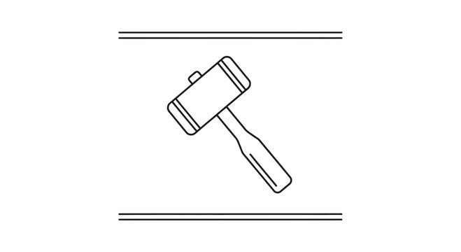 Simple Line Art Icon of a Mallet Hammer